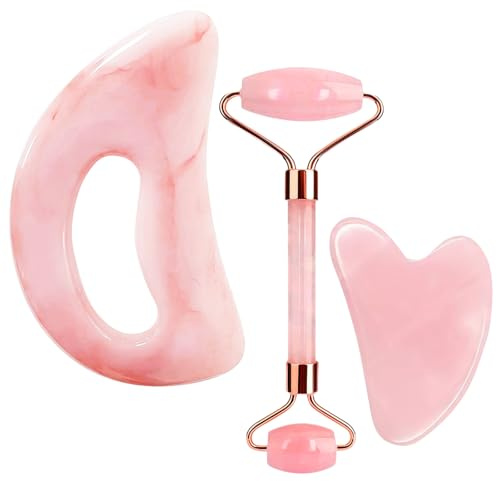 Rodillo de Gua Sha y Jade, masajeador facial para una piel radiante, rodillo para ojos hinchados, Gua Sha corporal, para mujeres y hombres.