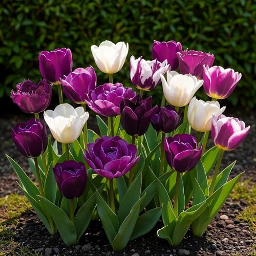 Bulbes à fleurs - Tulipe 'Blueberry mix' - Couleurs variées - 12 pièces - Taille du bulbe 11/12-20-50cm - Ø5cm - Plante de jardin - Multideal
