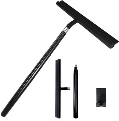 Lodoot Escobilla de ducha extensible telescópica para ventanas, de silicona, mango ajustable para baño, cristal, coche