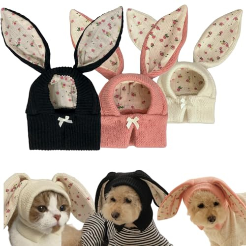 Cappello per cani con graziose orecchie da coniglio, morbido snood elastico per avvolgere le orecchie, costume da coniglio per (Rosa, L)