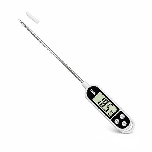 Boulton Termometro digitale da cucina (batteria inclusa) – Termometro per carne con grande schermo LCD, termometro accurato con sonda lunga, pulsante ℉/℃ per cucina, barbecue, acqua, carne, latte