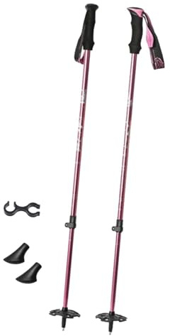 MERIGLARE 1 Pair of Ski Poles, Aluminum Alloy, Adjustable Telescopic Handle, Ergonomic Locking Mechanism, Fixing Strap for Skiing, Adults, Teenagers, Children, Pink