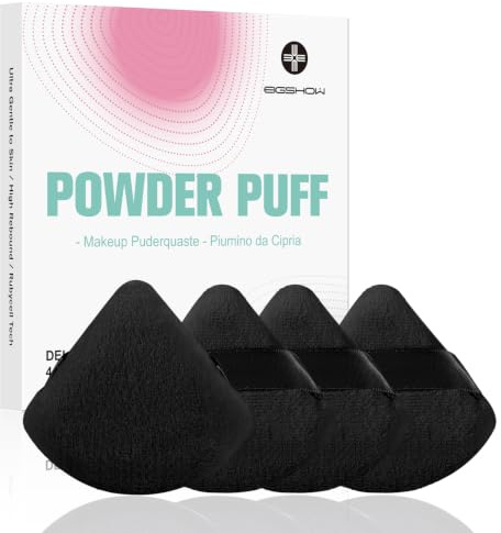 EIGSHOW Triángulo Maquillaje Borla de Polvo Esponja,Negro 4 Pack (M114)