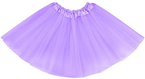 AYBUY Tutu Elastico Tul 30 CM de Longitud para niña, Faldas de Baile de Ballet de Tul 3 Capas, NiñA Estrella Fiesta Baile Ballet Tutú Falda para Danza Rendimiento Fiesta, Carnaval, Morado claro