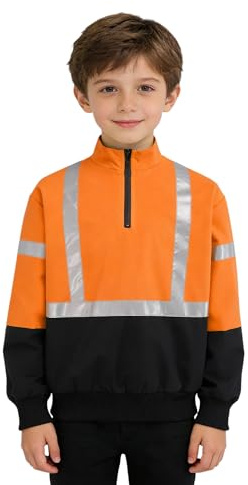 Oyolan Fille Veste Réfléchissante Sécurité Pour Enfants Sweat Réfléchissant Sécurité Pour Le Cyclisme Vêtements Réfléchissants Sweat Sports Orange 5-6 ans