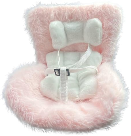 Entartay Doll Car Seat for 7 Inch Dolls, Soft Warm Plush Cute Safety Baby Doll Car Seat Functional Ornament for Air Vent Clip Desktop Display