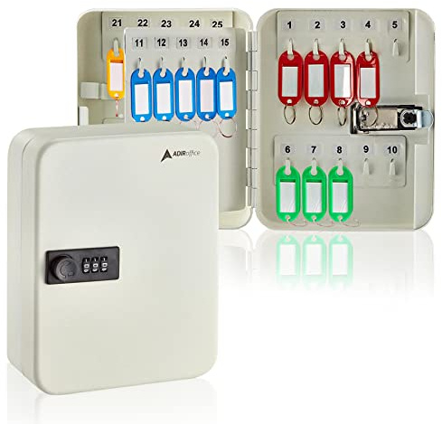 AdirOffice Steel Combination Lock Keys Cabinet Security Storage Box Organizer Holder Locked Key Box Wall Mount 30 Slots