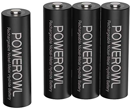 POWEROWL Pilas Recargables AA Alta Capacidad 2800mAh 1.2V Pila AA Recargable NI-MH Diámetro 14.4mm Baja Autodescarga (Precarga 4 Piezas, Recargable Aproximadamente 1200 Veces)