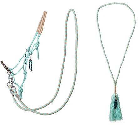 Knotenhalfter kombi Liberty mit Halsring | Geeignet für alle Pferde | Abnehmbare Zügel | Gebissloses Reiten | Zwei Karabinerhaken | Pflegeleicht (Kaltblut, Ice Green)