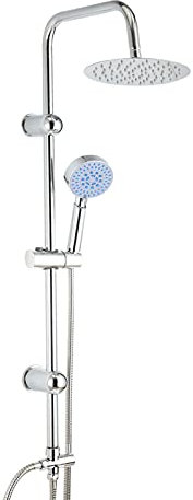 Dhouse Round Twin Head Shower Set - Chrome Adjustable Rainfall Shower Taps and Hose Kit
