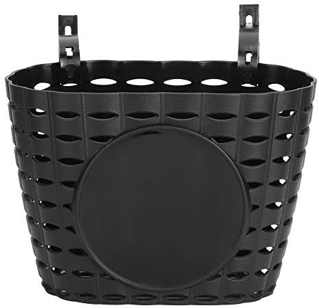 Ciciglow Kid's Bike Basket, Front Handlebar Black Plastic Storage Basket, 21x12x14cm, 2kg Load Capacity