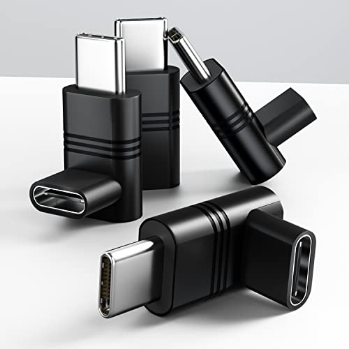 90 Graders Rätvinkel USB C Adapter, (4-pack) Upp&Ned PD 240W 20Gbit/s USB Type C 3.2 Gen2 USB C Hane till USB C Hona 4K Video Förlängare, Rät vinkel Type C Omvandlare för iPhone 16 15 Pro, Galaxy S25