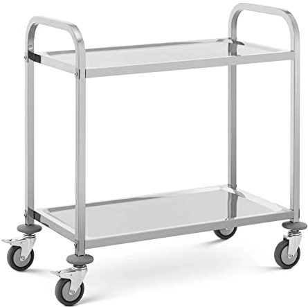 Royal Catering RCSW-106 Chariot de Service en INOX Chariot de Service Restaurant (Capacité de Charge : 72 kg, Espacement des Plateaux : 520 mm, Taille des Plateaux : 95 x 50 cm)
