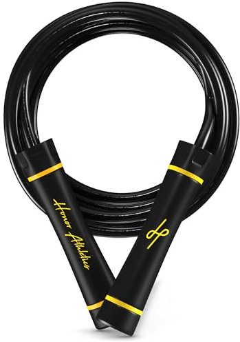 Honor Athletics 3.0 Gewichtetes Springseil im Muay-Thai-Stil 0,5 kg, verstellbar 3,05 m, PVC 10 mm, Kugellager für sanften Lauf, ergonomische rutschfeste Griffe, Boxen/MMA/HIIT, Schwarz