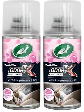 Turtle Wax Odor-X Whole Blast Car Air Freshener, Bubblegum Scent, One-time Use, Car Odour Eliminator Removes Unwanted Smells Permanently, Car Fragrance Lasts up to 30 days, 50ml, Pack of 2