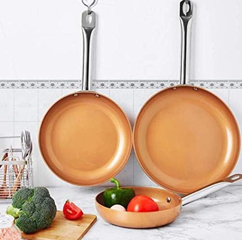 UBOON - Sartenes 5 Piezas 20CM 24CM 28CM con Doble Capa de Revestimiento Cerámico de Elegante Color Cobre