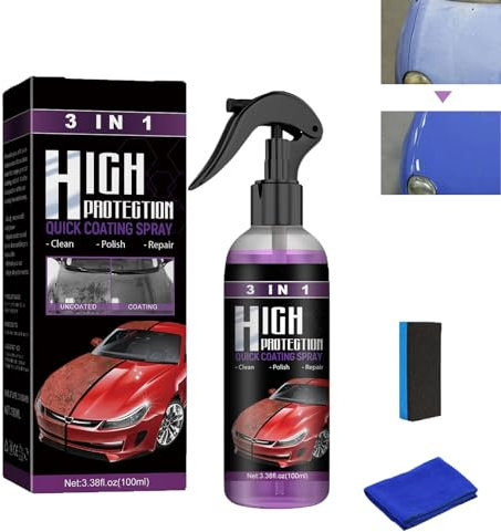 Yelewy Spray De Revêtement Céramique Pour Voiture 3 En 1, Ceramic Car Coating Spray, Multi-Functional Coating Renewal Agent, Revêtement De Voiture Rapide Haute Protection