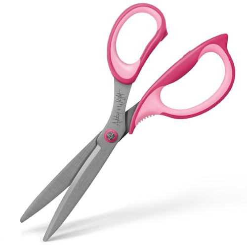 Ashton and Wright Precision SG Ciseaux à poignée souple pour bureau, maison, cuisine et travaux manuels 210 mm Lames en acier Rose Pour droitier