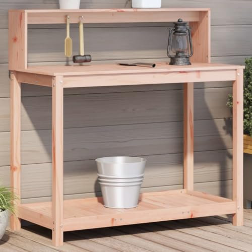 ShGaxin Planteringsbord med hyllor trä Douglas 108 x 50 x 109,5 cm, växthus grönsaksträdgård, arbetsbänk för blomkrukor, trädgårdsbord - 832415