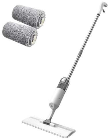 PPNXCT Trapeador en aerosol para limpieza de suelos, mopa de esponja con almohadillas lavables, trapeador plano, mopa en aerosol, mopa Swifter, con 2 almohadillas lavables, mopa de microfibra húmeda y