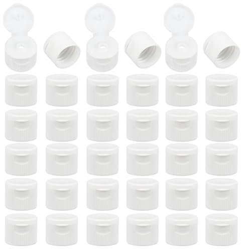 OLYCRAFT 36Pcs White Flip Top Caps 25mm thick Plastic Flip Bottle Caps With 4.5mm Orifice Replacement Flip-Top Dispensing Caps Squeeze Bottles Dispensing Caps Inner Diameter 28mm
