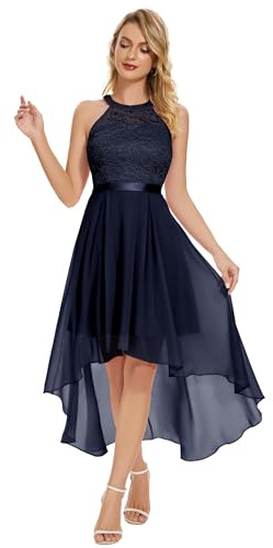 WedTrend Robe de cocktail asymétrique pour femme - Robe de demoiselle d'honneur - Dos nu - Robe de bal de fin d'année, robe de mariage, bleu marine, 3XL