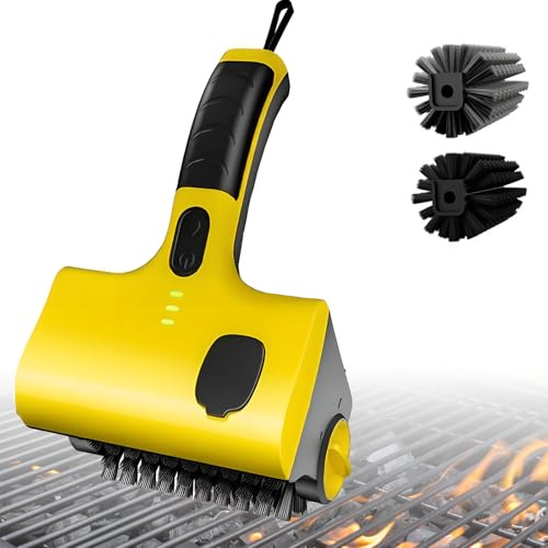 Sladdlös Elektrisk Grillrengörare, Rostfritt Stål Power Roller Blasts Roterande Rengöringsborste Med 2600 Mah Uppladdningsbart Batteri, 2x360° Roterande Huvud, Vattensprutfunktion, För Utomhusbruk