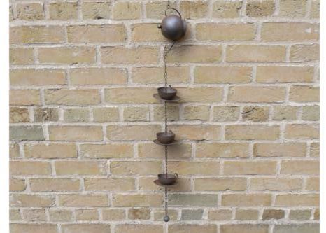 95cm Teapot Rain Chain Buckets Garden Water Rain Collector Brown Aged Metal