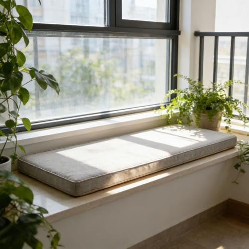Bänkdyna I Anpassad Storlek 70 x 120 cm Halkfri Sittdyna Fönsterdynor Inomhus Skräddarsydda Krockmattor för Trädgård, Balkong, Terrass Och Pallmöbler, Beige