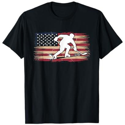Camiseta De Hockey con Bandera Americana para Hombre Y Niña, Camiseta