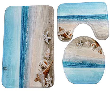 Heheja Mode Badgarnitur Badematten Set 3 teilig Badvorleger Badteppich WC Vorleger Badematte Duschvorleger (Stil 7)