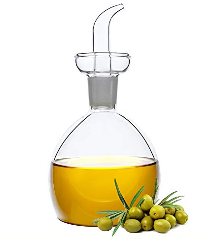 HAIZEEN 5 oz / 150 ml No Funnel Needed Olive Oil & Vinegar Dispenser Glass Cruet Decanter for Kitchen,Lab glassware seal handicraft Keeps Fresh Longer