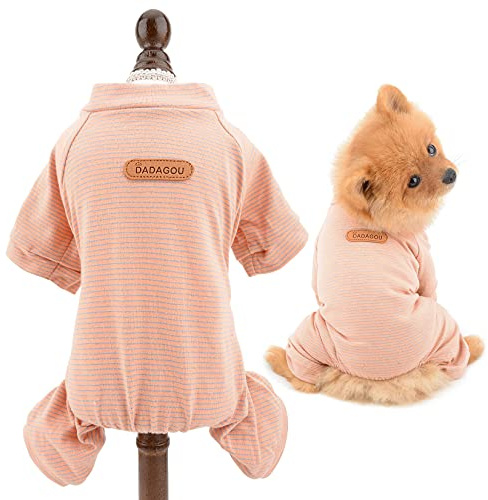 SMALLLEE_LUCKY_STORE Pigiama in Cotone a Righe per Animali Domestici Pjs per Cani di Piccola Taglia Gatti Puppy Pigiama Tuta Tuta Indoor Maglione Camicia con Gambe Yorkie Chihuahua Vestiti
