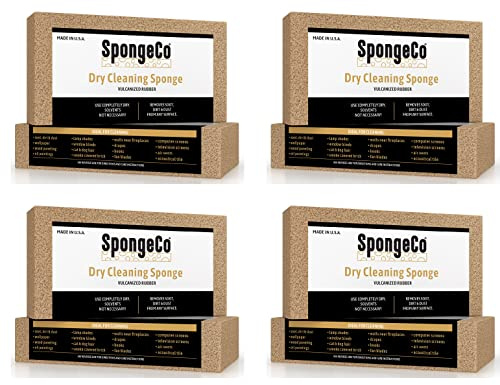 SpongeCo - Esponja borradora de hollín para Limpieza en seco, removedor de Pelo de Mascotas, Humo, hollín, Polvo y Suciedad, 3 x 6 x 1.5 Pulgadas, Paquete de 4