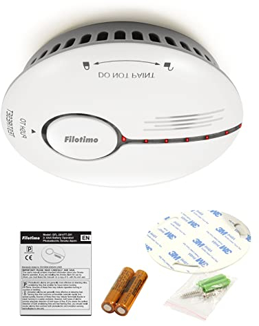Rauchmelder mit Ton und Blitz, Stummschalttaste und austauschbarer Lithiumbatterie reagiert schneller auf Rauch als herkömmliche Rauchmelder mit Blitz-LED und lautem 85-dB-Alarm für das Heimbüro