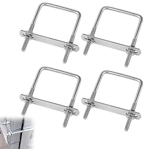 Nizirioo 4 pezzi staffa di fissaggio per box da tetto con filettatura, m6 bulloni a U profilo in acciaio inox quadrato tubo quadrato scatola di fissaggio angolo di ricambio