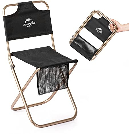 Naturehike Sedie Pieghevoli Sedia Pieghevole da Esterno Sgabello da Pesca Sedia Portatile Piccola Sedia Piccolo Sgabello con Schienale (Nero)