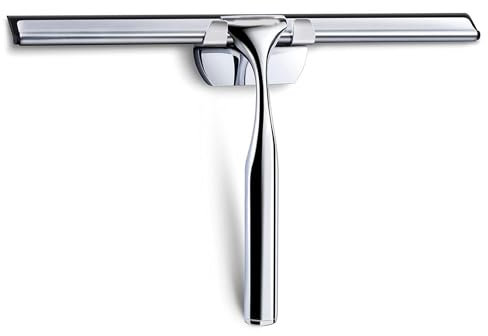 nanologi Duschabzieher Edelstahl, Fensterabzieher Duschwischer mit Gummilippe, 25cm Duschwischer mit Wandaufhänger für Badezimmer, Küche, Fenster und Auto Glas Reinigung - Silber