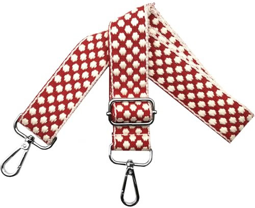 Taschengurt Verstellbarer Schultergurt für Taschen, Taschengurte zum Wechseln, Damen Tragegurt Breit 3.8cm mit Silber Karabiner, Schulterriemen, Damen Tasche Schultertasche Rot Basis, O10