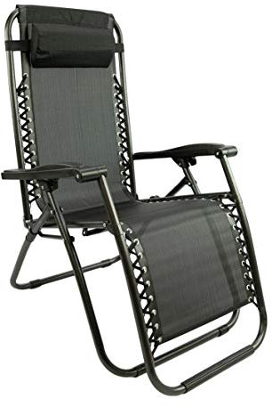 MaxxGarden Liegestuhl - Liegestuhl klappbar für Garten und Balkon – Garten relaxsessel - Sonnenstuhl mit liegefunktion und Kopfkissen - Atmungsaktiv und wetterfest – Tragkraft bis 150 kg - Schwarz