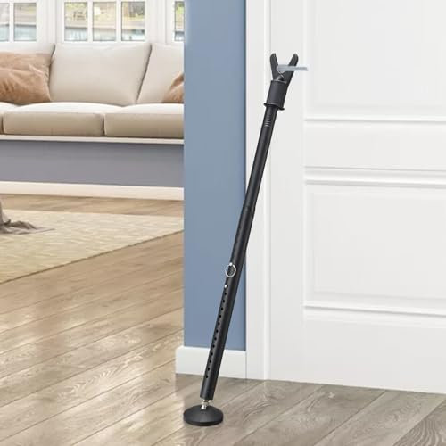 JAOTREL Door Stoppers Security Bar,Heavy Duty Portable Door Lock,2-in-1 Adjustable Sliding Door Lock Bar,Door Barricade Security Bars for Window, Front Door, Patio Door, Apartment, Hotel Room (Black)