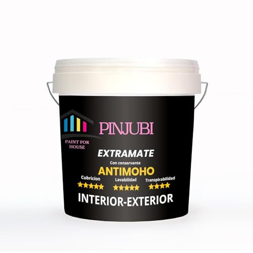 PINJUBI PINTURA INTERIOR EXTERIOR BLANCA ANTIMOHO ANTIHUMEDAD EXTRA MATE (11,0 Kilogramos)