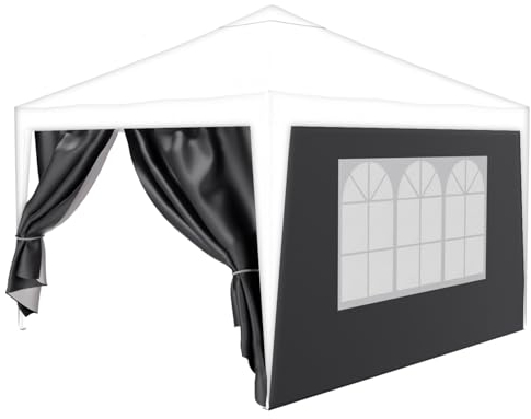 24MOVE® Pavillon Seitenteile 2er Set 2x3m mit Fenster & Reissverschluss, wasserdicht, grau - für Partyzelt, Festzelt, Festivals