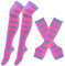 Hrlace Calze natalizie al ginocchio, in cotone, a righe, calde, senza dita, set di calzini alti al ginocchio, per ragazze, cosplay, a righe, guanti lunghi per Halloween, rosa-viola, Taglia unica