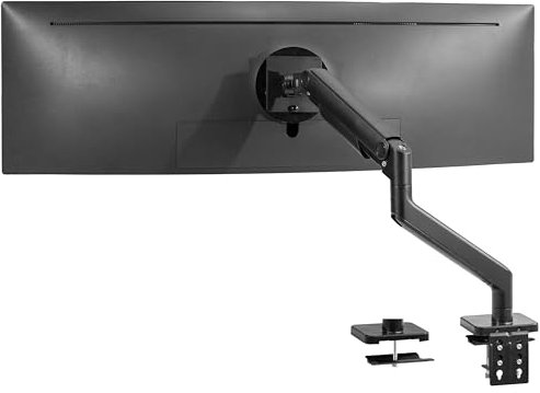 VIVO Robuster Aluminium-Spannarm für 124,5 cm Bildschirme bis zu 20 kg, Premium-Schreibtischhalterung, Monitorständer für Samsung Odyssey G9 und mehr, schwarz, STAND-V101E