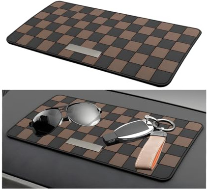 CGEAMDY Tappetino per Cruscotto Auto, Tappetino Auto Cruscotto Anti-Scivolo, Tappetino Cruscotto Multifunzionale, Tappetinos Antiscivolo per Smartphone Auto, Chiavi, Occhiali Da Sole(Nero Marrone)