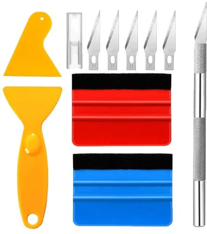 SGERUFZ Lot de 10 raclettes pour film de fenêtre et film de voiture Kit de raclette avec bord en feutre