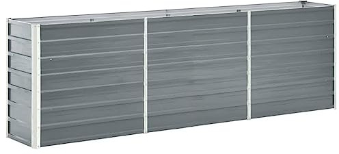 Myheimly Hochbeet Gartenbeet Pflanzbeet Frühbeet Verzinkter Stahl 240x40x77 cm Grau