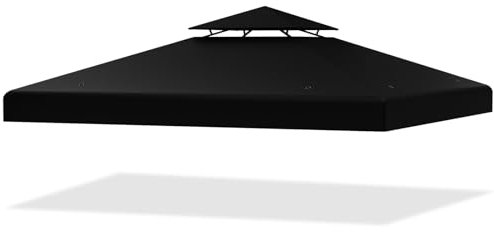 COSTWAY Toldo de Recambio para Cenador de 2 Pisos de 300 x 300 cm, Toldo con Hebillas de Aluminio, Ganchos y Cierres, Cubierta de Carpa Cuadrada, Cubierta de Pabellón de Poliéster (Negro)