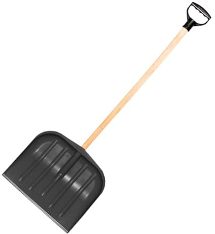 pokm toolsmarket - Pala da neve con bordo in metallo 46 x 39 cm e manico in legno Ø 30 mm, manico Ergo, pala da neve in plastica rinforzata, antineve